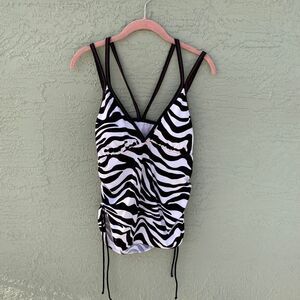 Cole Of California Zebra Cross Front Tankini NWOT Sz XL